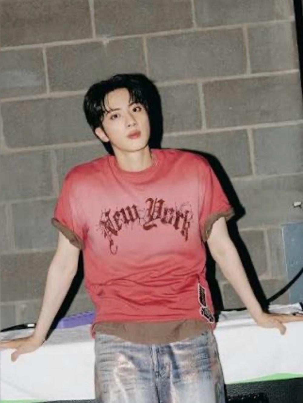 BTS Arirang New York pop-up exclusive red shirt
